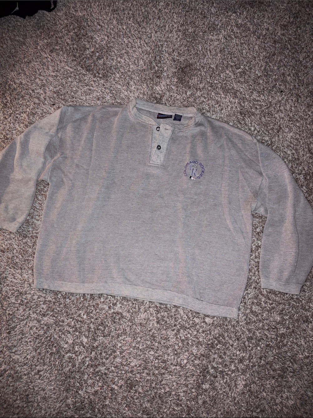 Men's mlb colorado rockies Long-Sleeve Henley Sweater - Light Gray
